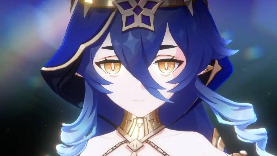 Genshin Impact character in colorful open-world environment
